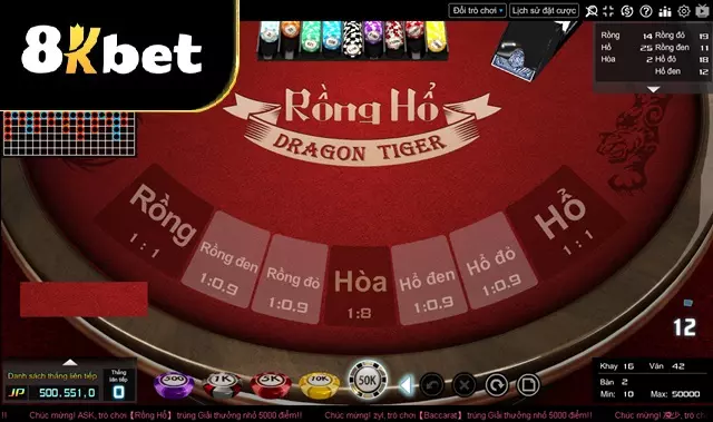 Chơi bài Rồng Hổ tại 8Kbet