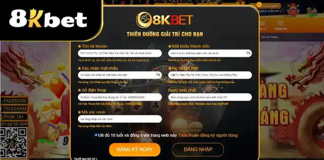 Đăng ký 8kbet đơn giản, thuận tiện qua 3 bước nhanh chóng